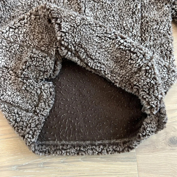 Pink Lily Sherpa Jacket Teddy Coat Quarter Zip Pullover Brown Ombré Small New - Picture 4 of 6